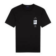 Paul & Shark Svart Bomull Half-Sleeved Broderad T-shirt Black, Herr