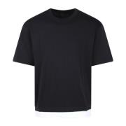 Neil Barrett Kontrastkant Crew Neck T-shirt Black, Herr