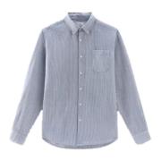 Woolrich Randig Button-Down Skjorta Blue, Herr