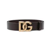 Dolce & Gabbana Logo Spänne Läderbälte Brown, Herr