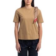 Herno Superfin Bomull Stretch T-shirt med Halsduk Beige, Dam