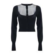 Kocca Tyllinsats Kort Cardigan Black, Dam