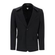 Comme des Garçons Satin Krage Blazer med Oregelbundna Ränder Black, He...