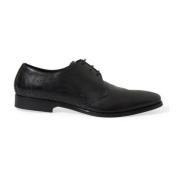 Dolce & Gabbana Svarta Läder Snörskor Derby Modell Black, Herr