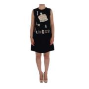 Dolce & Gabbana Svart ull kristallprinsessklänning Black, Dam