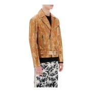 Palm Angels Leather Jackets Brown, Herr