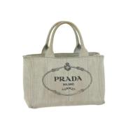 Prada Vintage Pre-owned Canvas handvskor White, Dam