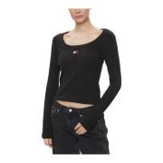 Tommy Jeans Long Sleeve Tops Black, Dam