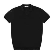 People of Shibuya Kortärmad Stickad Polo Skjorta Black, Herr