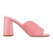 Miu Miu Satin Sandaler i Geranio Färg Pink, Dam