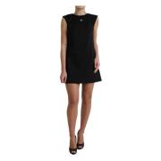 Dolce & Gabbana Svart Logo Bomull Shift Mini Klänning Black, Dam