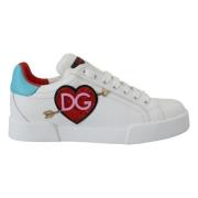 Dolce & Gabbana Lyxiga Vita Portofino Läder Sneakers Multicolor, Dam