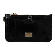 Dolce & Gabbana Python Mönster Läderhandledning Plånbok Black, Dam