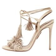 Aquazzura Pre-owned Pre-owned Mocka sandaler Beige, Dam