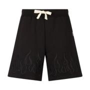 Vision OF Super Svarta Shorts med Broderade Svarta Flammor Black, Herr