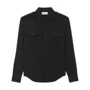 Saint Laurent Klassisk Vit Button-Up Skjorta Black, Herr