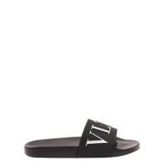 Valentino Garavani Svarta Runda Tå Slides Sandaler Black, Herr