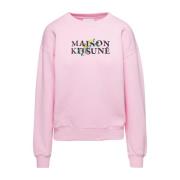 Maison Kitsuné Rosa Logo Print Crewneck Sweatshirt Pink, Dam