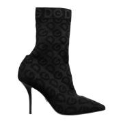 Dolce & Gabbana Snygga Svarta Logo Ankelboots Black, Dam