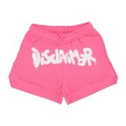 Disclaimer Fluo Fuchsia Streetwear Logo Shorts Pink, Dam