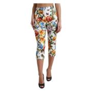 Dolce & Gabbana Exklusiva Blommiga Höga Midja Cropped Byxor Multicolor...