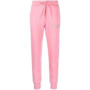 Versace Jeans Couture Rosa Logo Broderade Fitness Byxor Pink, Dam