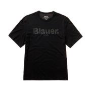 Blauer Klassisk Bomull Jersey T-shirt Black, Herr