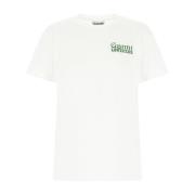 Ganni Avslappnad Bomull T-shirt White, Dam