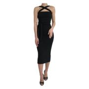 Dolce & Gabbana Svart Sheath Halter Midi Klänning Black, Dam