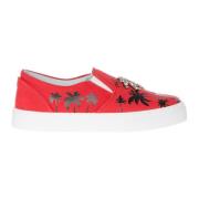 Chiara Ferragni Collection Röd Svart Slip-On Canvas Skor Red, Dam