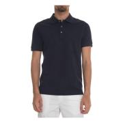 Fay Logo Polo Shirt i Texturerat Tyg Blue, Herr