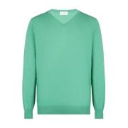Ballantyne Ultralight Cotton V-Neck Pullover Green, Herr