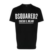 Dsquared2 Svarta T-shirts och Polos med Texttryck Black, Herr