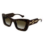 Gucci Stiliga solglasögon i Havana Gold/Brown Shaded Brown, Dam