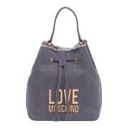 Love Moschino Logo Bucket Bag med Justerbar Rem Purple, Dam