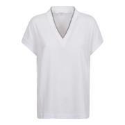 Brunello Cucinelli Vita T-shirts och Polos V-ringning White, Dam