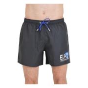 Emporio Armani EA7 Svarta havskläder shorts med logotyptryck Black, He...