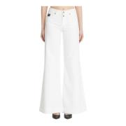 Versace Jeans Couture Logo Emblem Mid Waist Jeans White, Dam