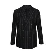 Tagliatore Marinblå Pinstripe Ulljacka Black, Herr