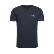 Emporio Armani EA7 Grundläggande Bomull T-shirt med Liten Logotyp Blue...