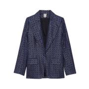 Ines De La Fressange Paris Broderad Duvjacka Blue, Dam