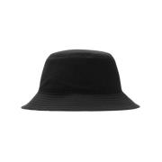 Burberry Vintage Check Reversible Cotton Hat Black, Dam