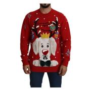 Dolce & Gabbana Röd Jul Crew Neck Cashmere Sweater Red, Herr