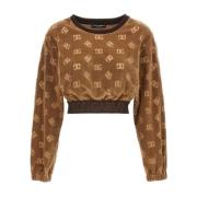 Dolce & Gabbana Cropped Sweatshirt Made in Italy Brown, Dam
