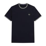 Fred Perry Twin Tipped Rund Hals T-shirt Blue, Herr