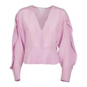 IRO Rosa kortärmad V-ringad skjorta Pink, Dam