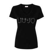 Liu Jo Svart Jersey Logo T-shirts Polos Black, Dam