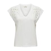 Jacqueline de Yong Casual Bomull T-shirt för Kvinnor White, Dam
