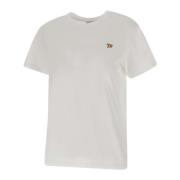 Maison Kitsuné Vit Bomull T-shirt med Fox Logo White, Dam