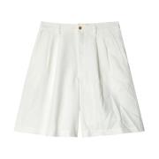 Comme des Garçons Bredbenad Plisserad Shorts i Vit White, Herr